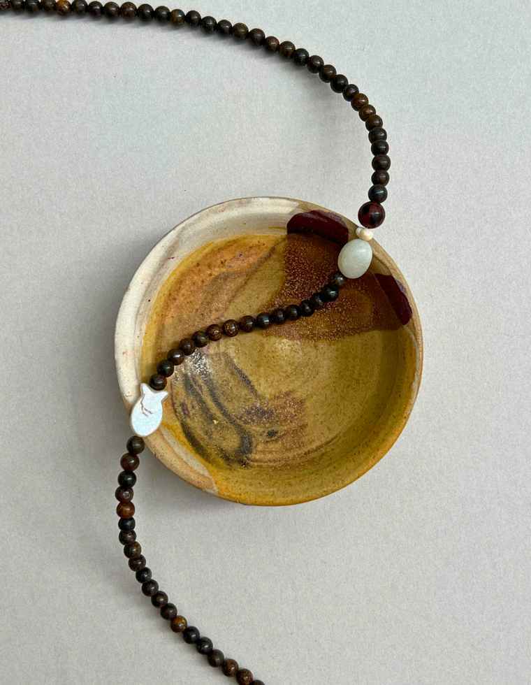 Counterpoint  16 – Bronzite & Pearl Necklace