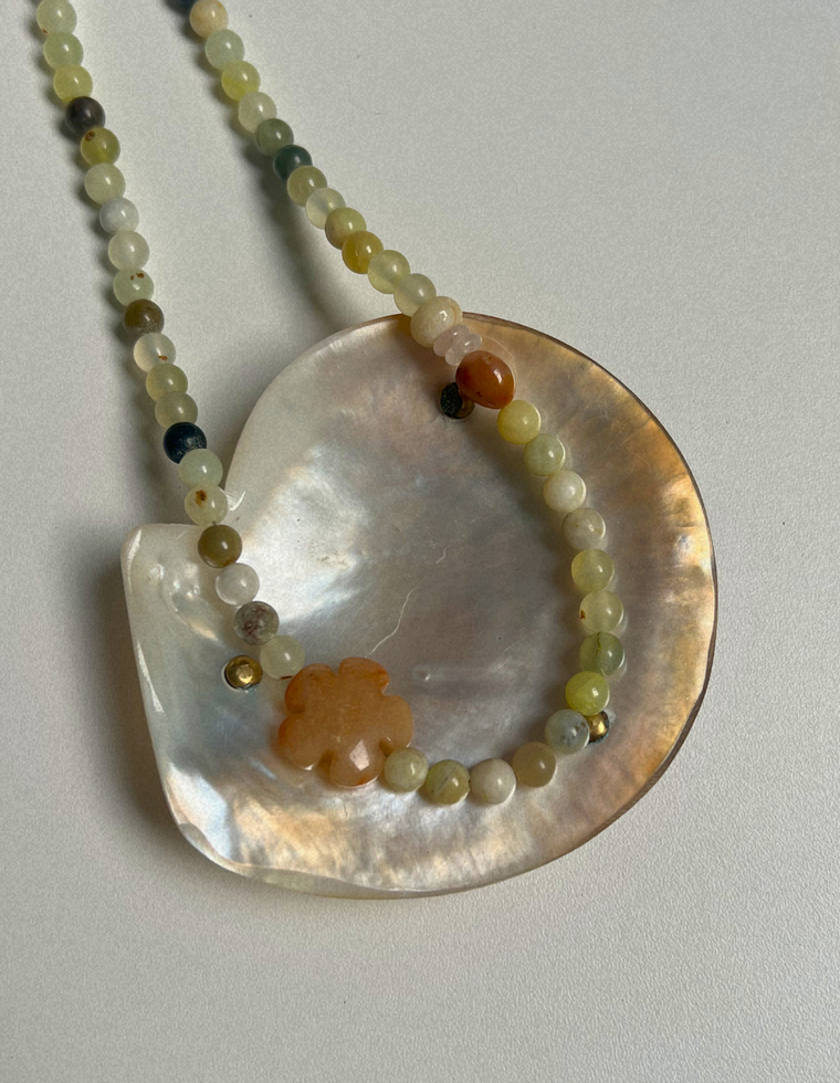 Tempera 22 - Green Jade & Orange Aventurine Necklace