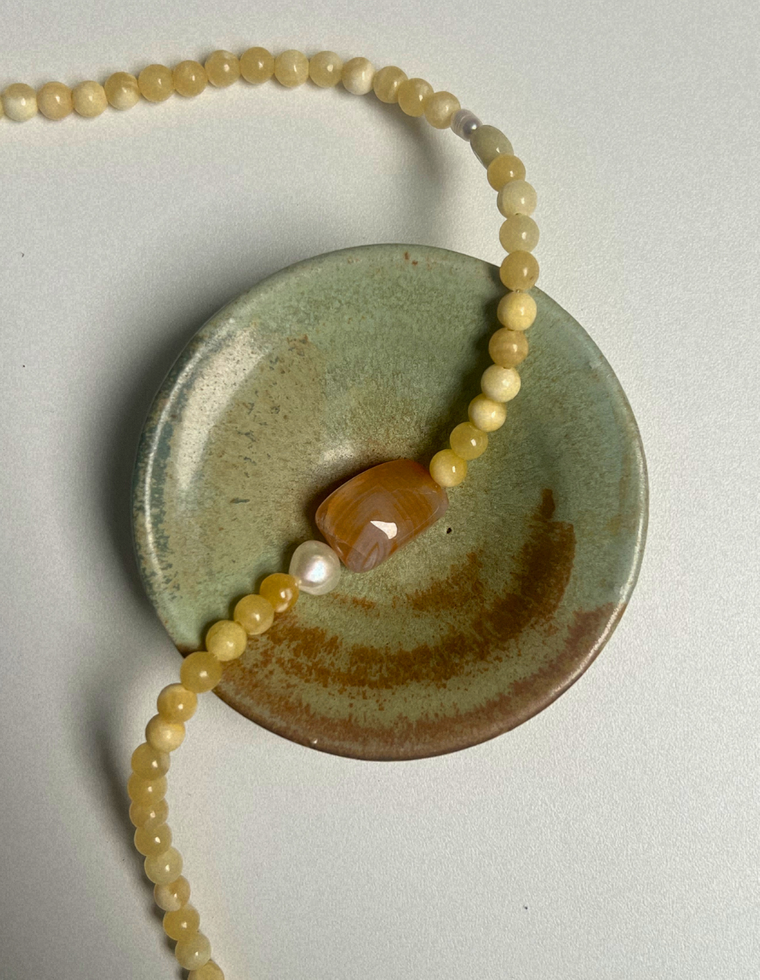 Fragment 20 - Yellow Jade & Carnelian Necklace