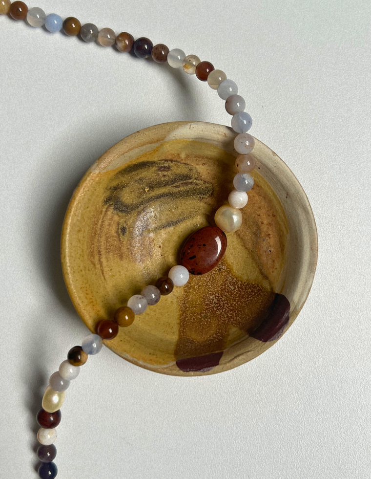 Fleur 14 - Chalcedony & Mahogany Obsidian Necklace