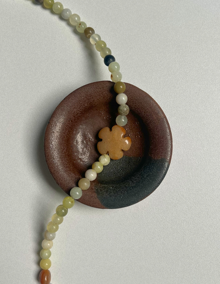 Tempera 22 - Green Jade & Orange Aventurine Necklace