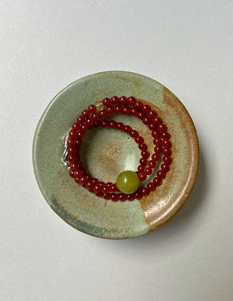 Groundwork 6  - Carnelian & Olive Jade Necklace