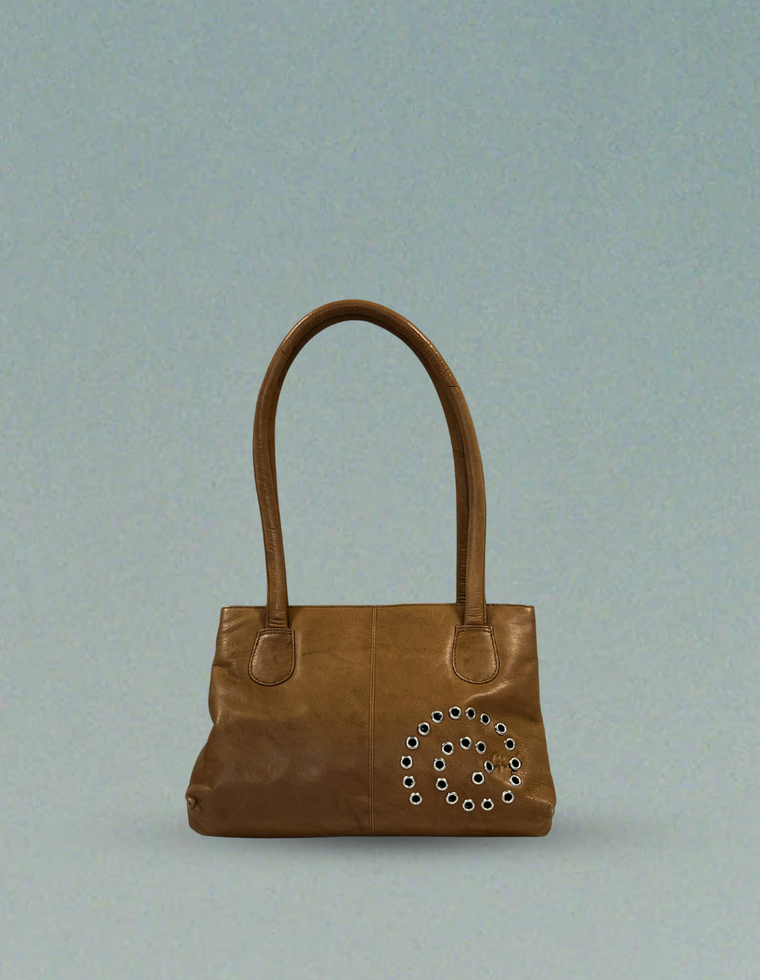 Spiral Stud Vintage Leather Bag / Piece 21