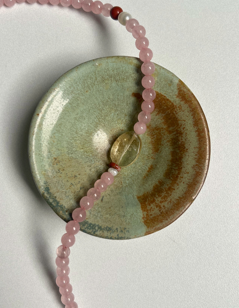 Fleur 17 - Rose Quartz & Citrine Necklace