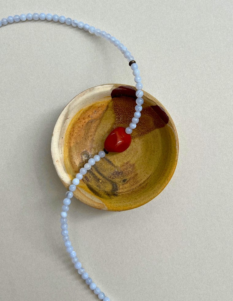 Counterpoint  1 – Blue Lace Agate & Red Jasper Necklace