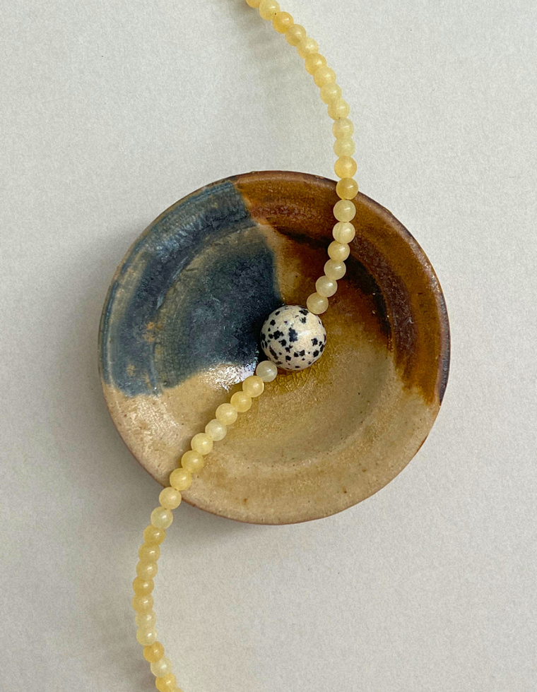 Counterpoint 4 – Yellow Jade & Dalmatian Jasper Necklace