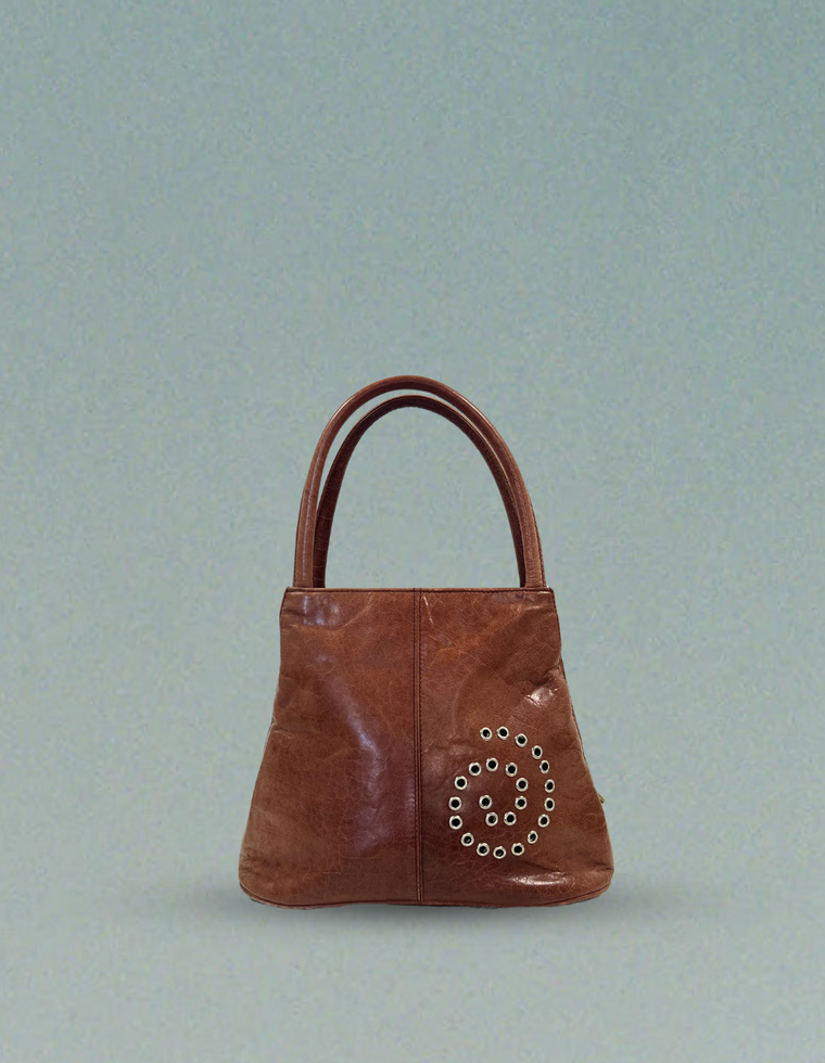 Spiral Stud Vintage Leather Bag / Piece 19