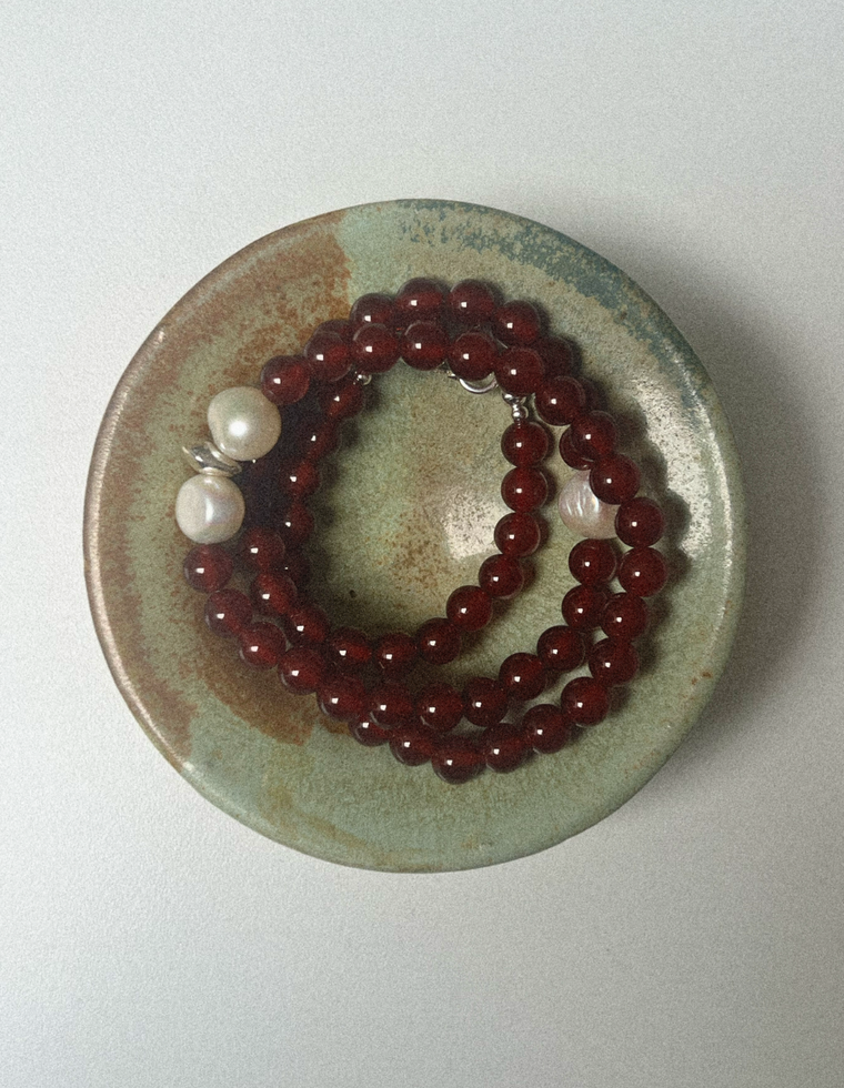 Kelric - Carnelian & Pearl Necklace