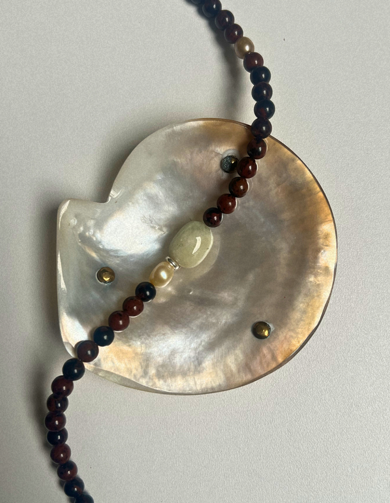 Fragment 10 - Mahogany Obsidian & Beryl Necklace