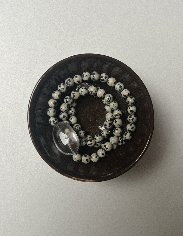 Orlyne - Dalmatian Jasper & Clear Quartz Necklace
