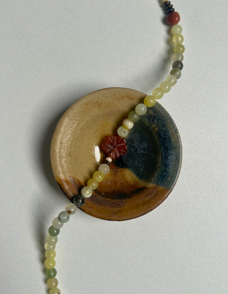 Tempera 23 - Green Jade & Carnelian Necklace