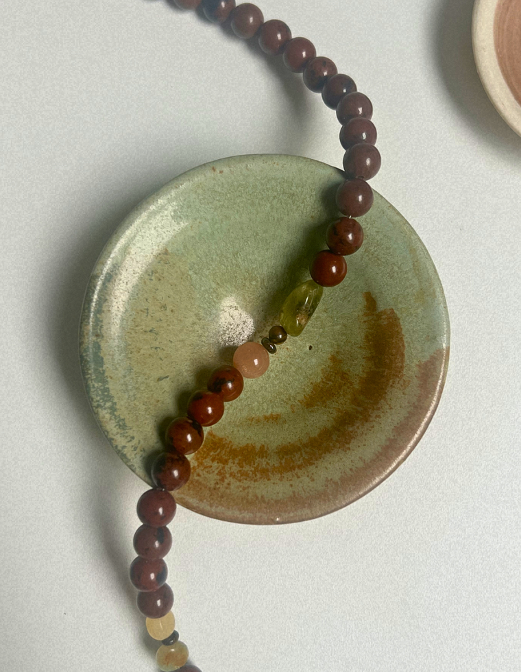 Trove 27 - Mahogany Obsidian & Green Garnet Necklace