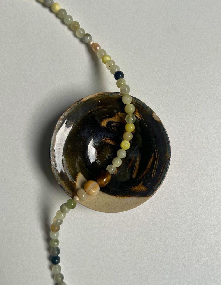 Tempera 24 - Green Jade & Tiger Eye Necklace