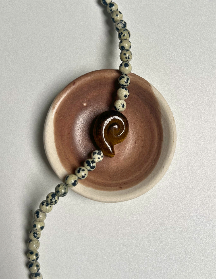 Fleur 27 - Dalmatian Jasper Whorl Necklace