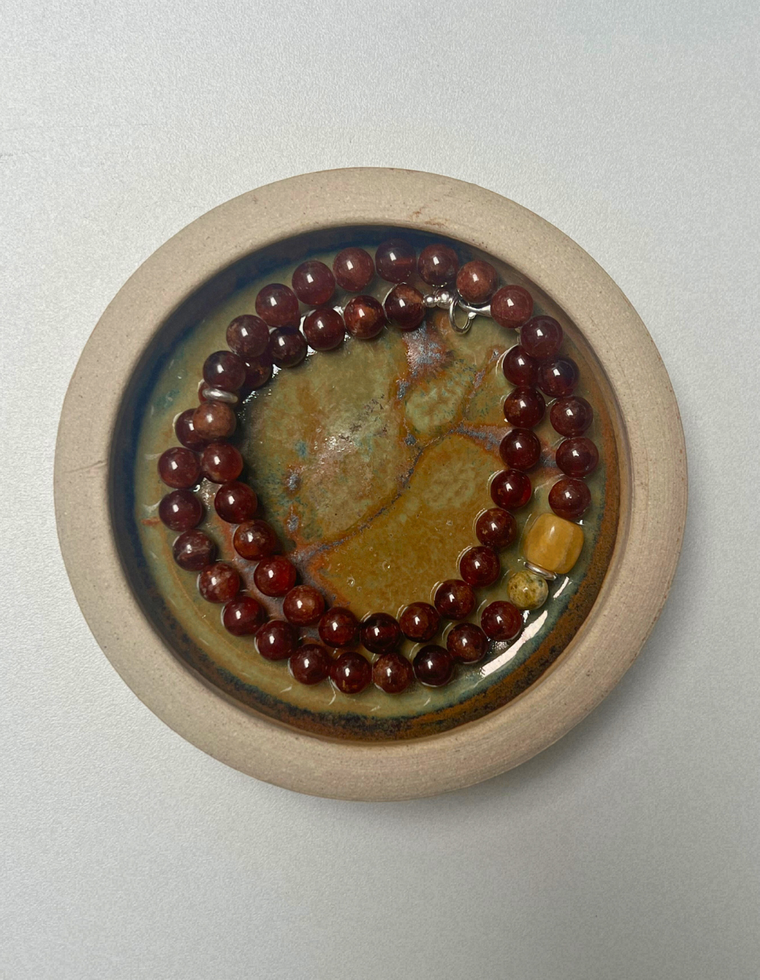 Earth Hold 7 - Orange Garnet & Yellow Agate Necklace