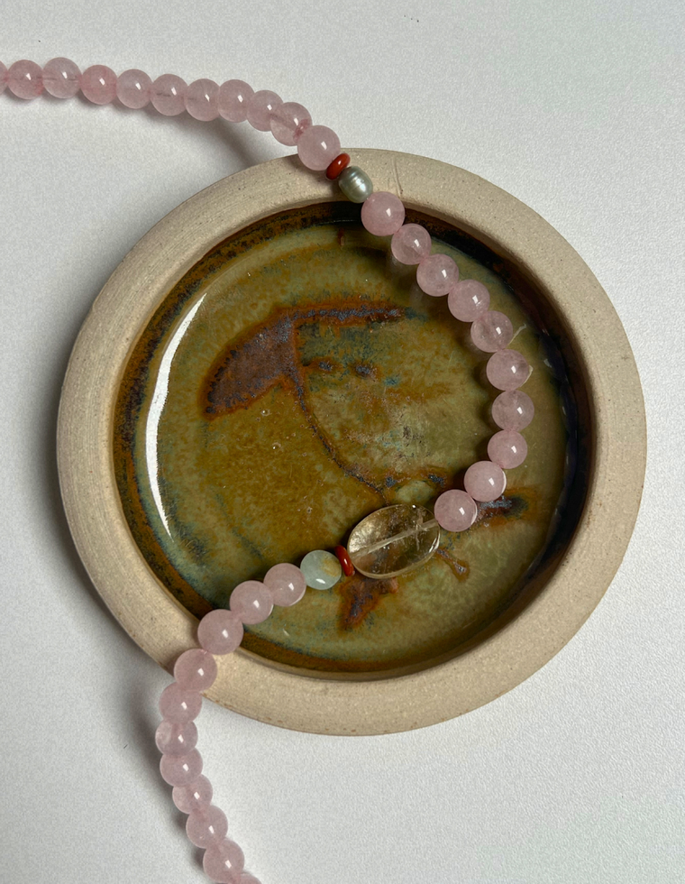 Halo 4 - Rose Quartz & Citrine Necklace