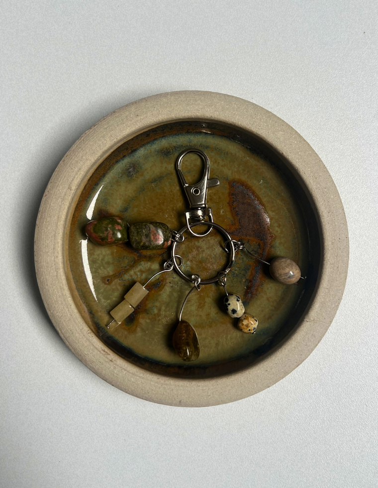 Orbit Charm – Unakite & Green Garnet