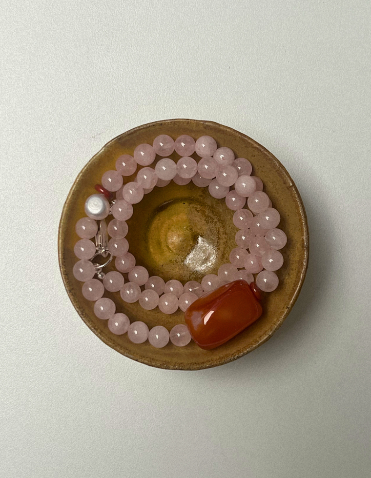 Emerge 4 - Rose Quartz & Carnelian Necklace
