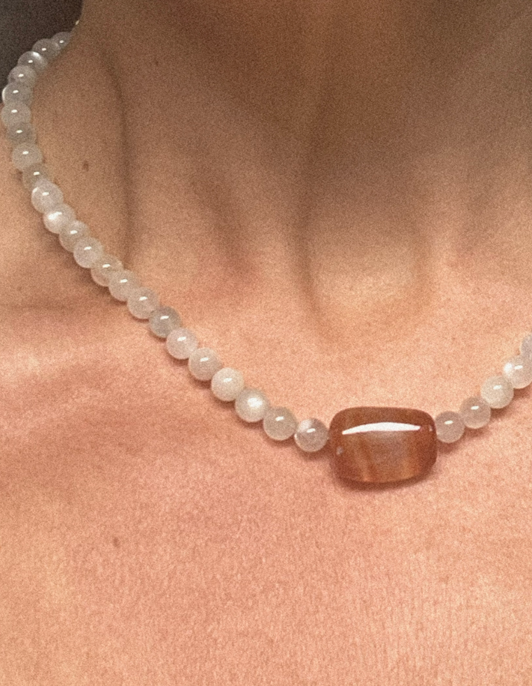 Aelith - Moonstone & Carnelian Necklace