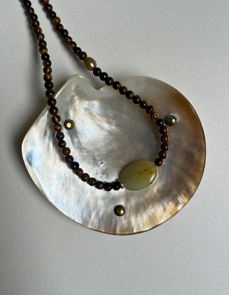 Solstice 10 - Tiger Eye & Jade Necklace