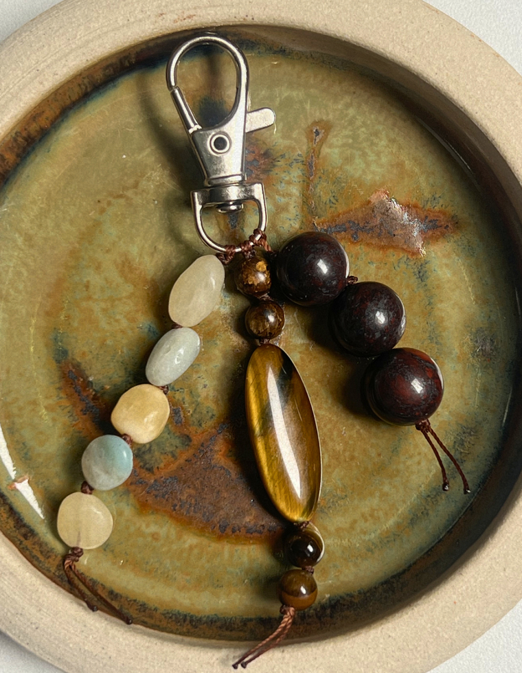 Stoned Charm - Tiger Eye & Flower Amazonite