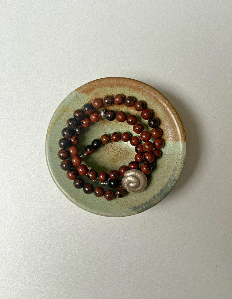 Renewal 13 - Mahogany Obsidian Spiral Necklace