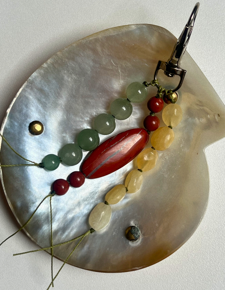 Stoned Charm - Red Jasper & Yellow Jade