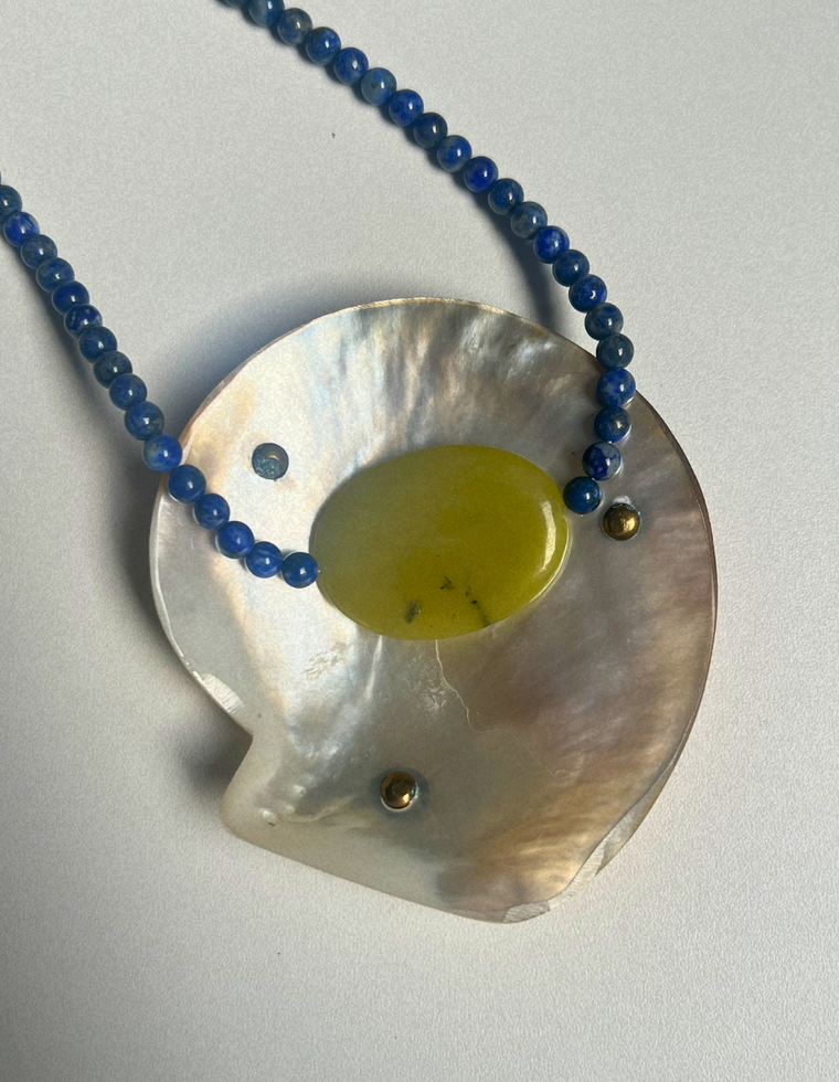Drift 11 - Lapis Lazuli & Olive Jade Necklace