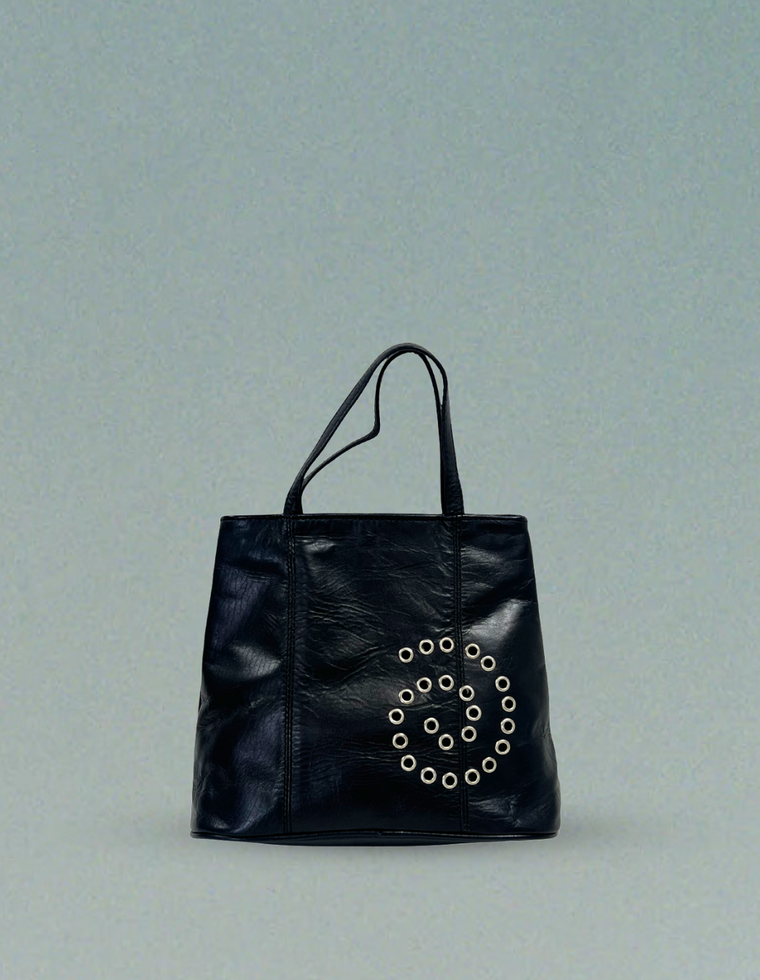 Spiral Stud Vintage Leather Bag / Piece 23