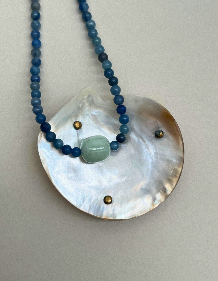 Cairn 14 – Blue Aventurine & Green Beryl Necklace