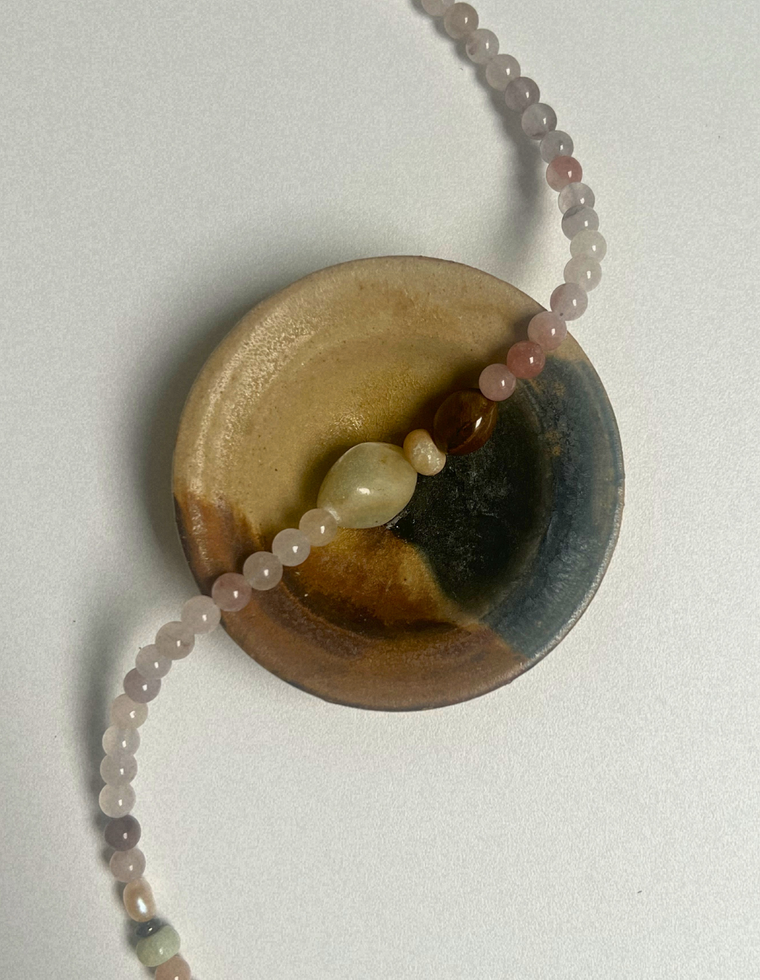 Trove 12 - Strawberry Quartz & Jade Necklace