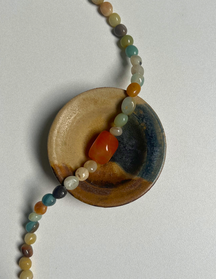 Tempera 26 - Flower Amazonite & Carnelian Necklace