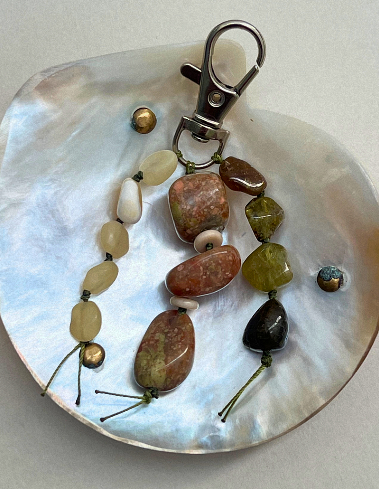 Stoned Charm - Green Garnet & Unakite