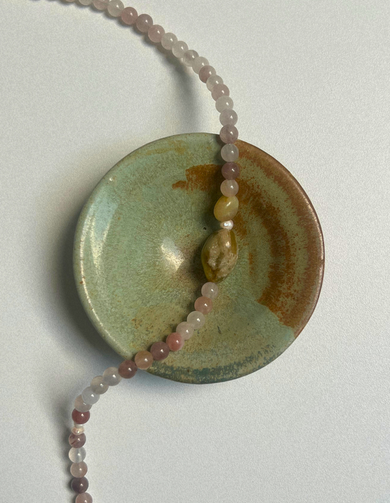Commonplace 16 – Strawberry Quartz & Jade Necklace