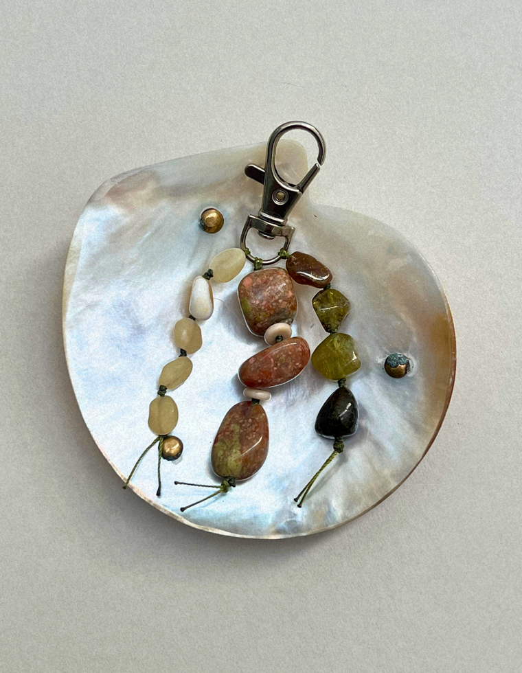 Stoned Charm - Green Garnet & Unakite