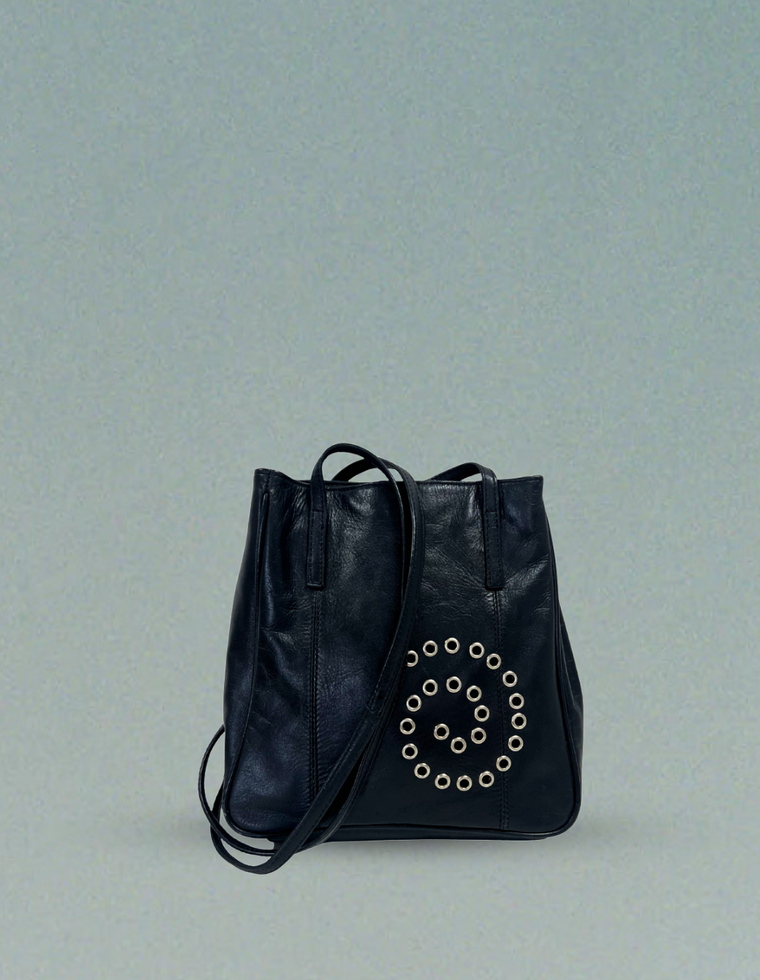 Spiral Stud Vintage Leather Bag / Piece 24
