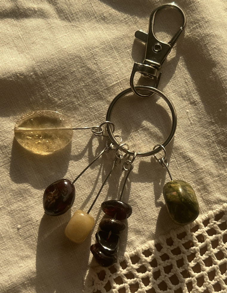 Orbit Charm – Unakite & Yellow Jade
