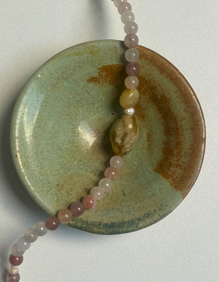 Commonplace 16 – Strawberry Quartz & Jade Necklace