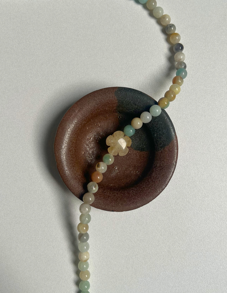 Tempera 27 - Flower Amazonite & Yellow Agate Necklace