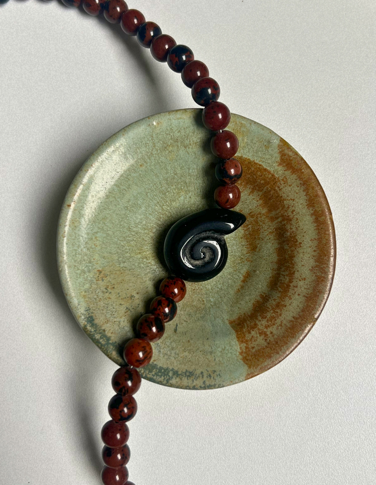 Fleur 28 - Mahogany Obsidian Whorl Necklace