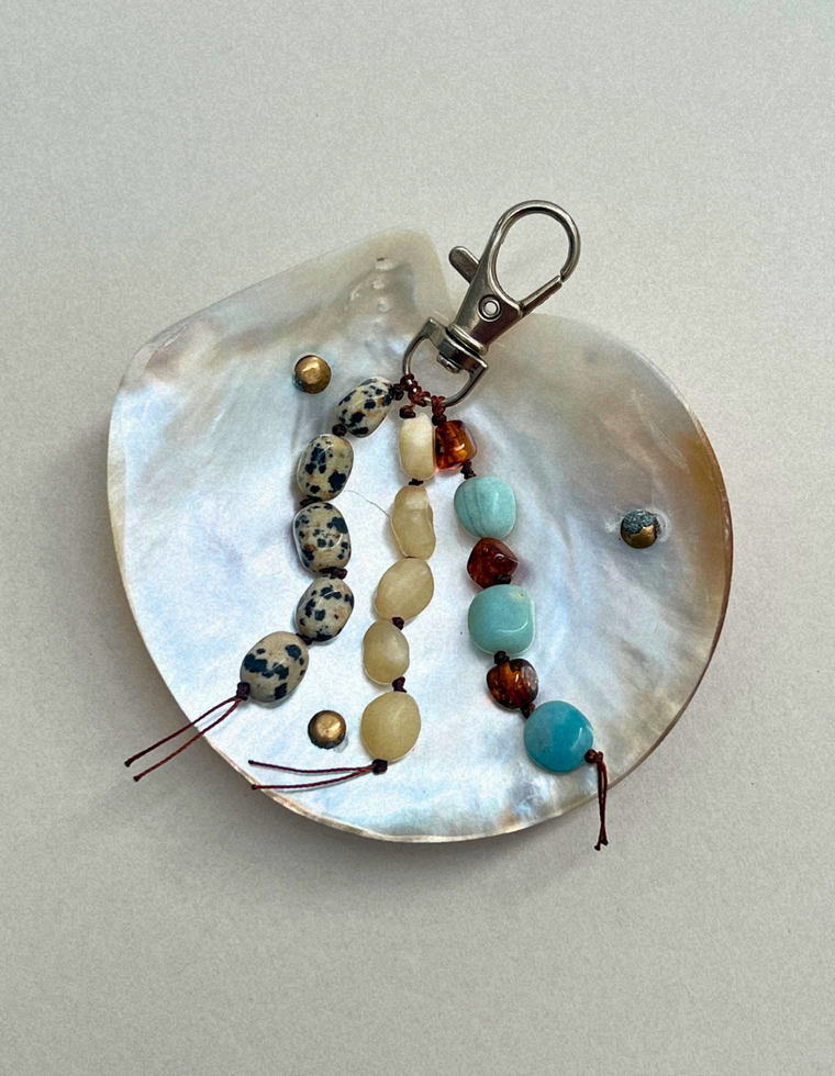 Stoned Charm - Flower Amazonite & Amber