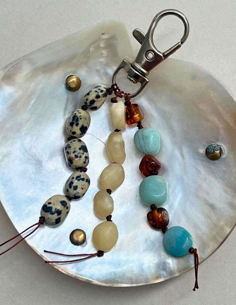 Stoned Charm - Flower Amazonite & Amber