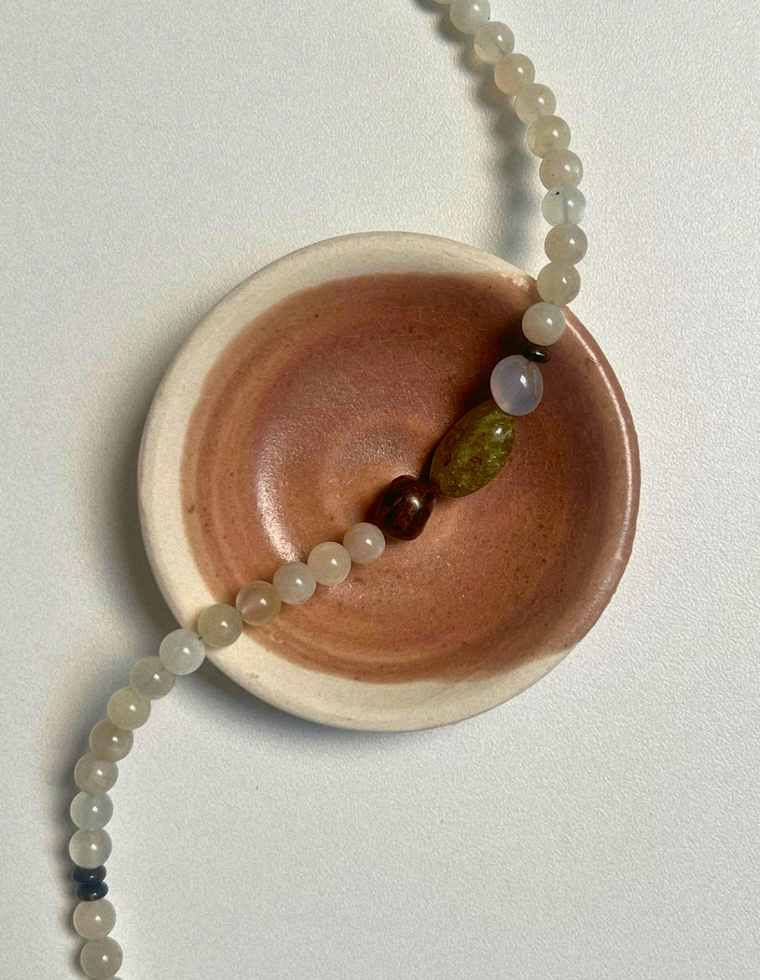 Commonplace 36 – Moonstone & Green Garnet Necklace