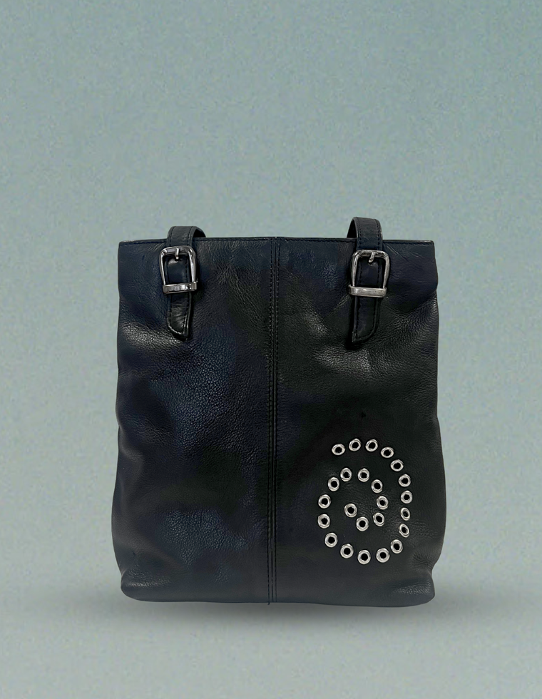Spiral Stud Vintage Leather Bag / Piece 29
