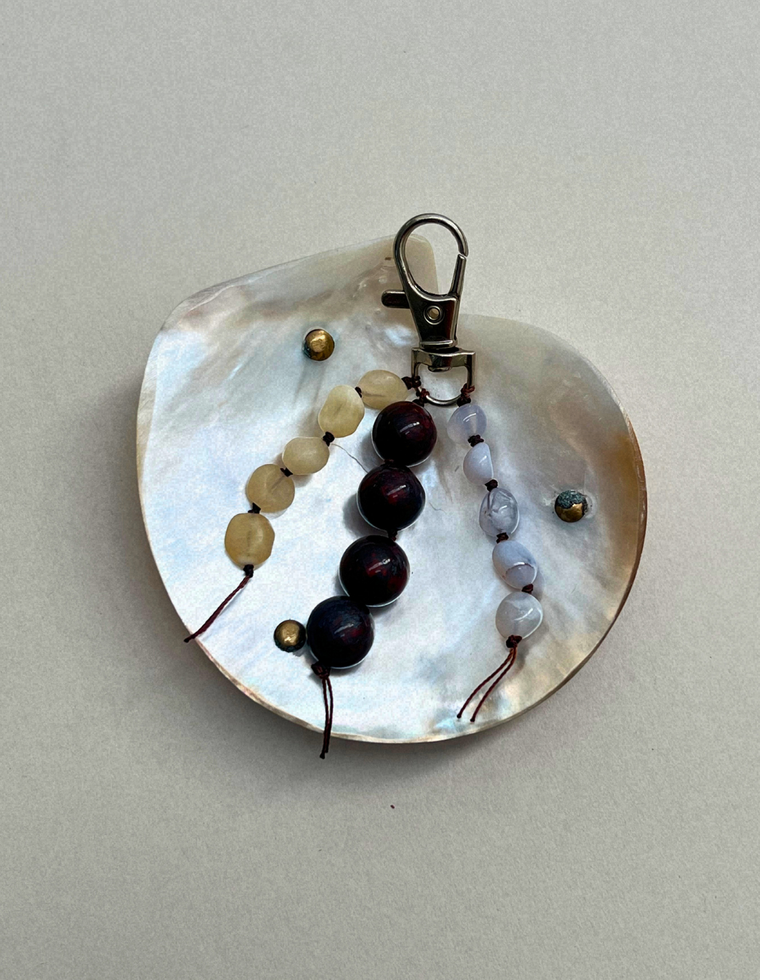 Stoned Charm - Blue Chalcedony & Bloodstone