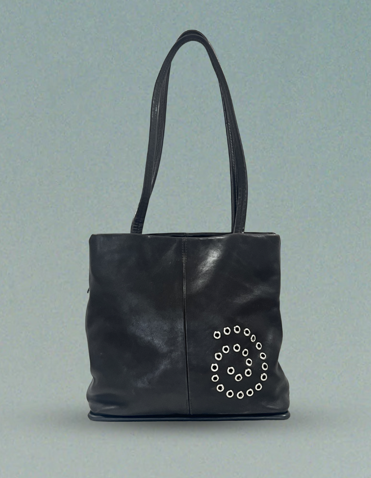 Spiral Stud Vintage Leather Bag / Piece 34