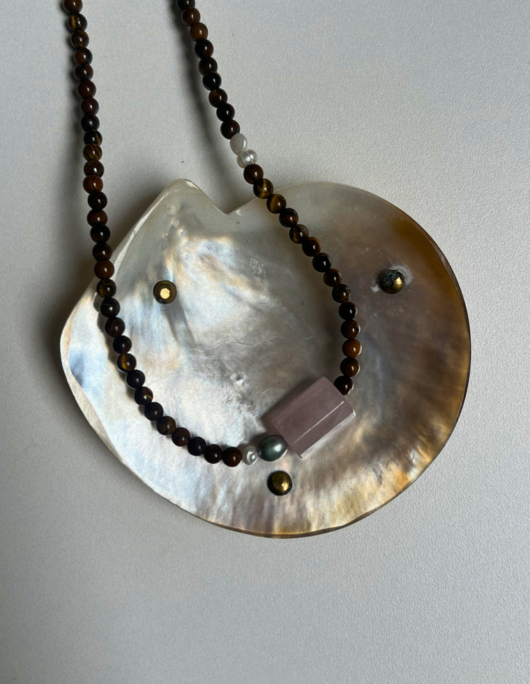 Solstice 9 - Tiger Eye & Rose Quartz Necklace