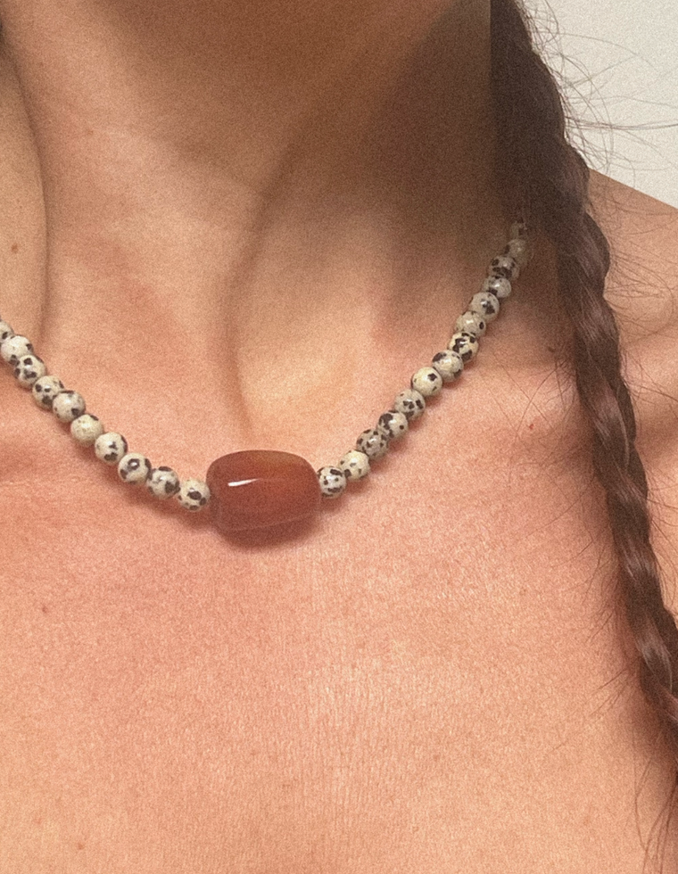 Orin II - Dalmatian Jasper and Carnelian Necklace