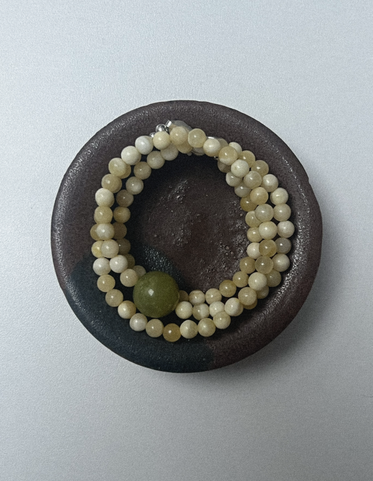 Settle Four - Yellow & Olive Jade Necklace