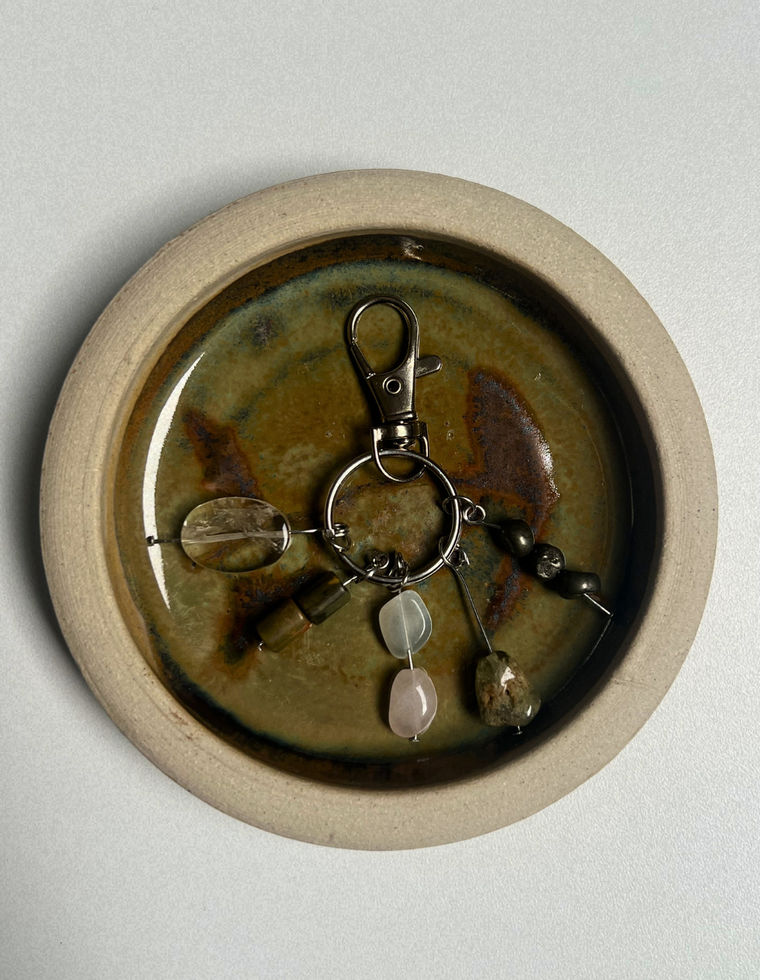Orbit Charm – Picture Jasper & Pyrite